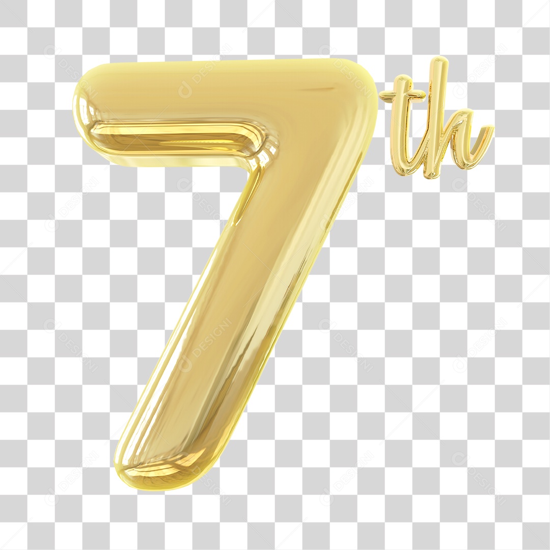 Número 3D Para Composição 7Th PNG Transparente