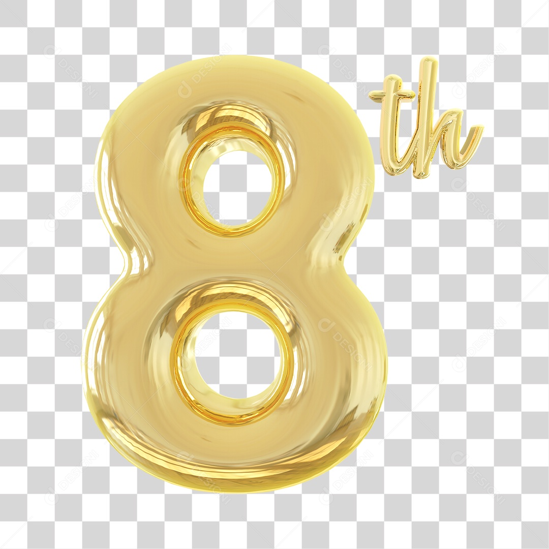 Número 3D Para Composição 8Th PNG Transparente