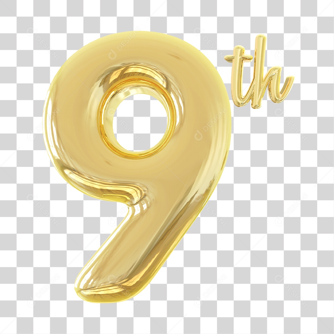 Número 3D Para Composição 9Th PNG Transparente