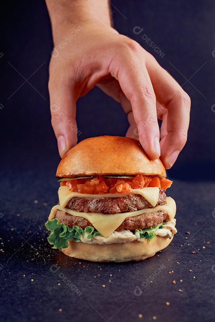 Hamburguer hamburgueria pão carne bacon queijo cheddar cebola alface molho tomate