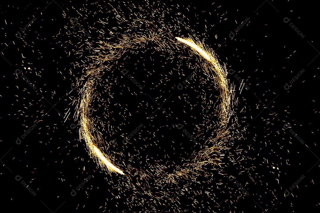 Moldura de luz circular em fundo preto