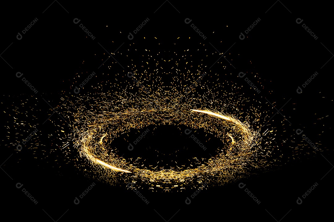 Moldura de luz circular em fundo preto