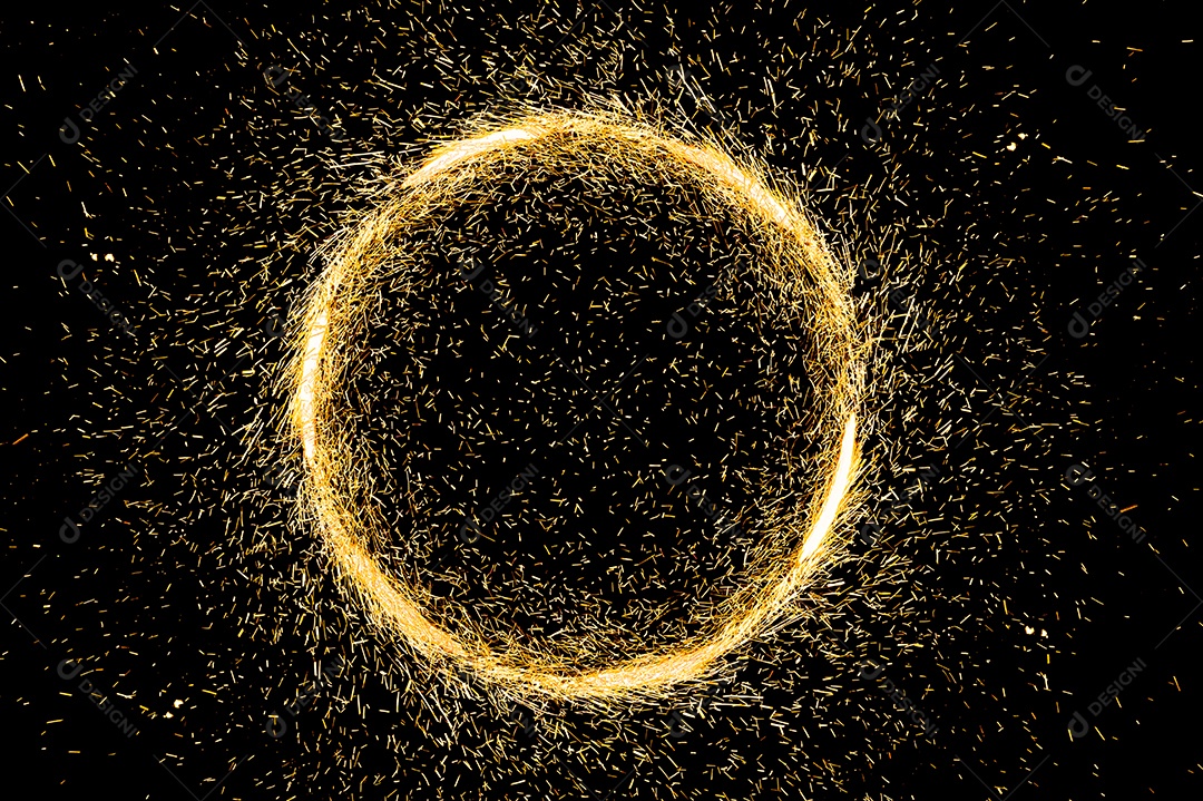 Moldura de luz circular em fundo preto