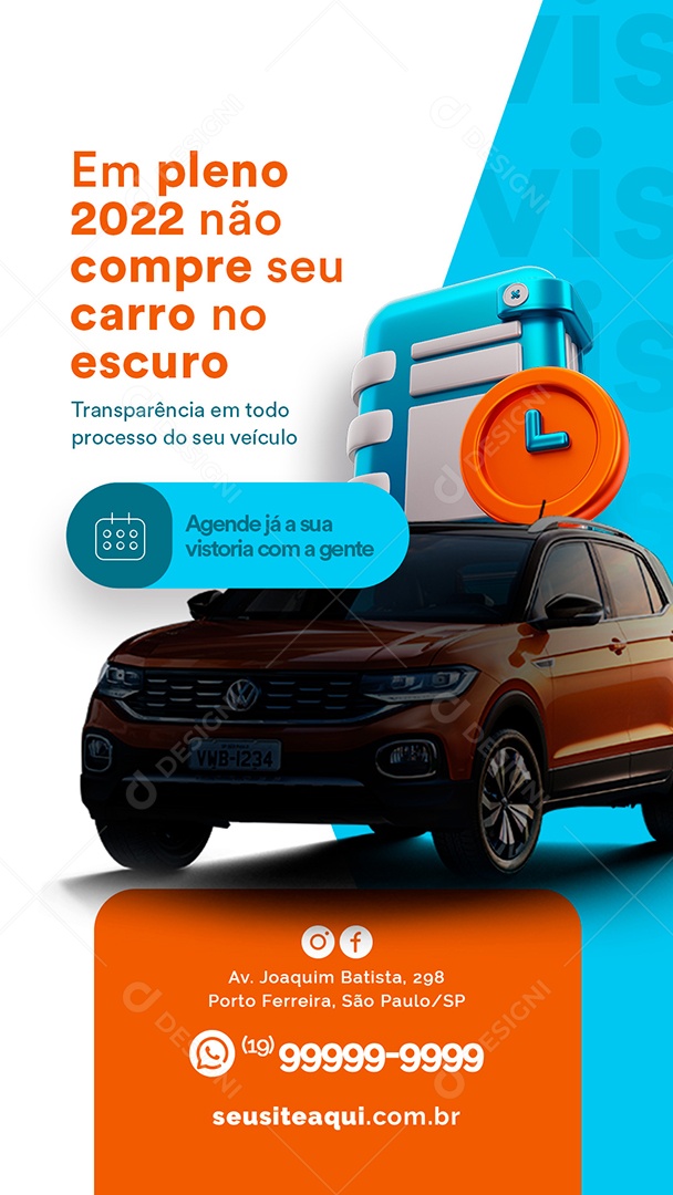 Story Em Pleno 2022 Não Compre Seu Carro no Escuro Vistoria Veicular Social Media PSD Editável