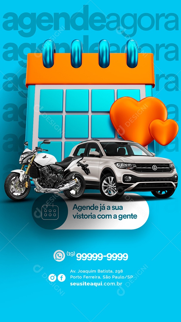 Story Agende Agora Vistoria Veicular Social Media PSD Editável