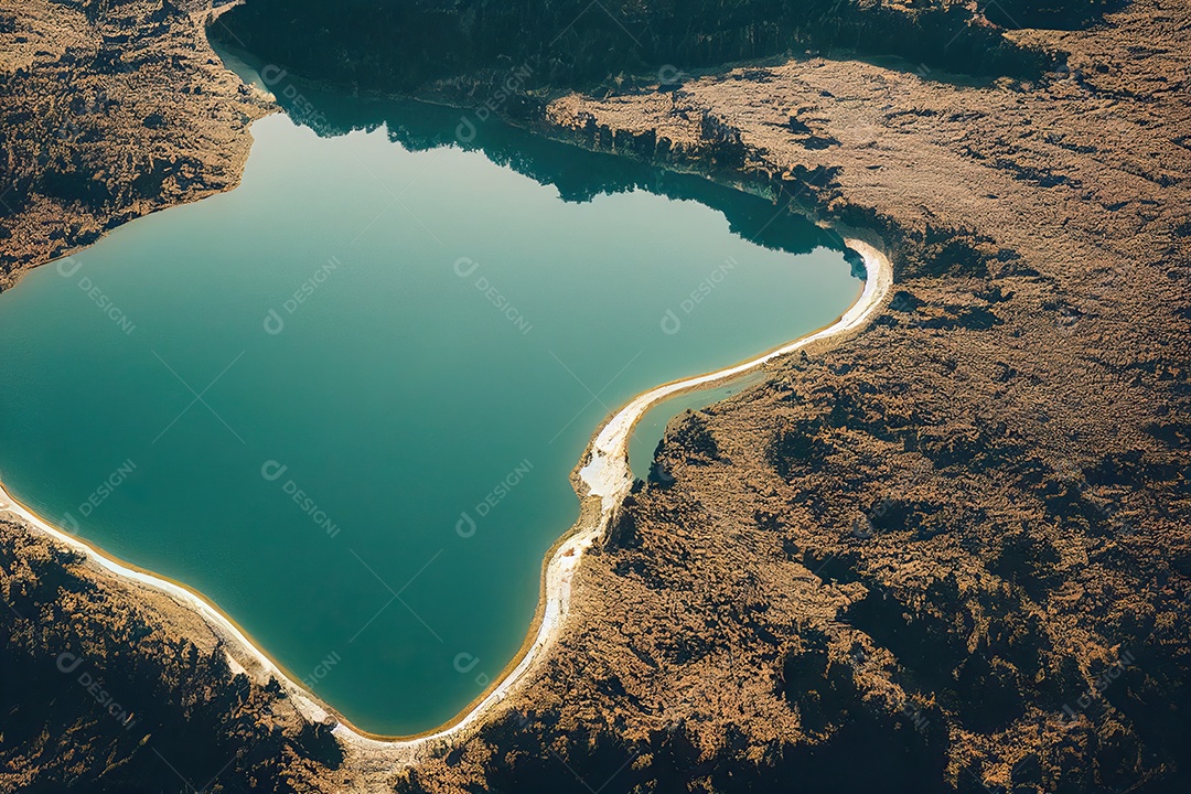 Vista aérea de uma bela floresta amazônica no Brasil atravessada por grandes rios com biodiversidade.