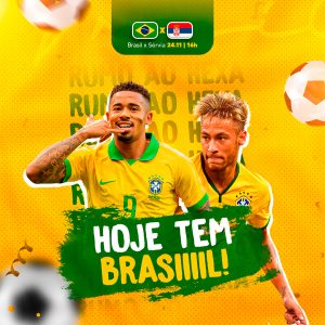 Hoje tem Brasil Rumo ao Hexa Brasil x Sérvia Futebol  Copa do Mundo Social Media PSD Editável