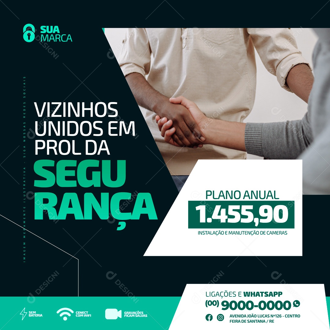 Vizinhos Unidos em Prol da Segurança Electrónica Social Media PSD Editável