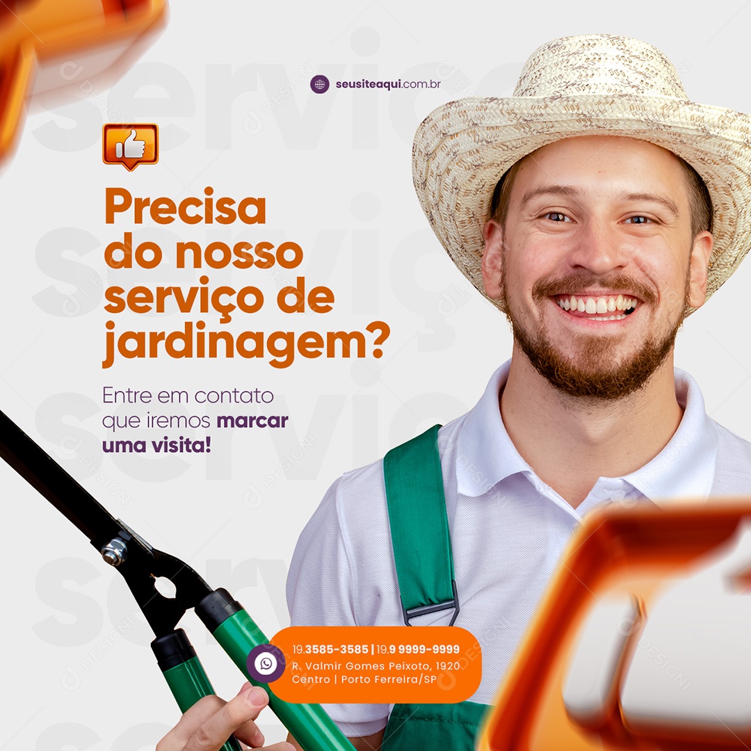 Precisa do Nosso Serviço de Jardinagem Serviços Gerais Social Media PSD Editável
