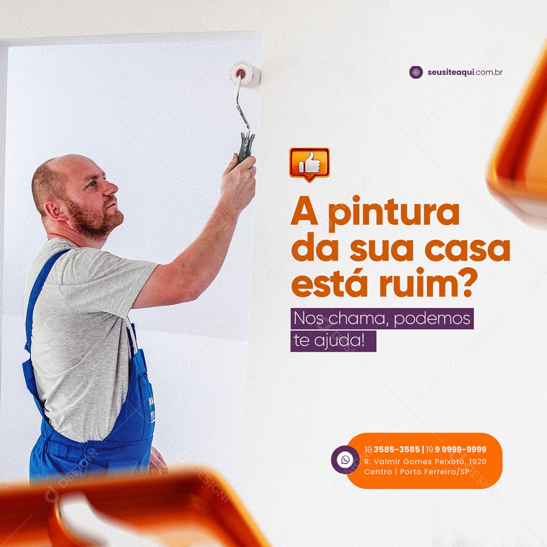 A Pintura da Sua Casa Está Ruim ? Serviços Gerais Social Media PSD Editável