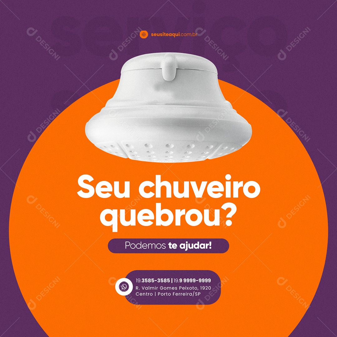 Seu Chuveiro Quebrou Serviços Gerais Social Media PSD Editável