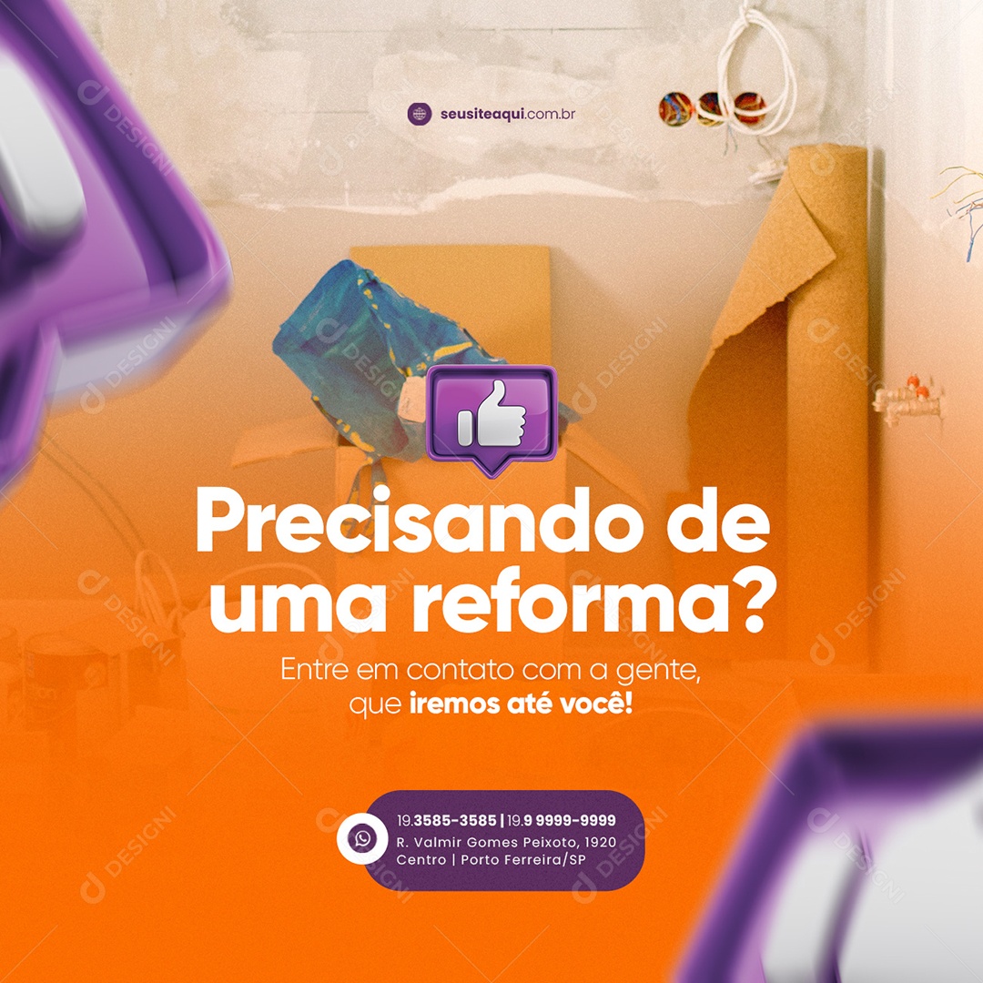 Precisando de Uma Reforma Serviços Gerais Social Media PSD Editável