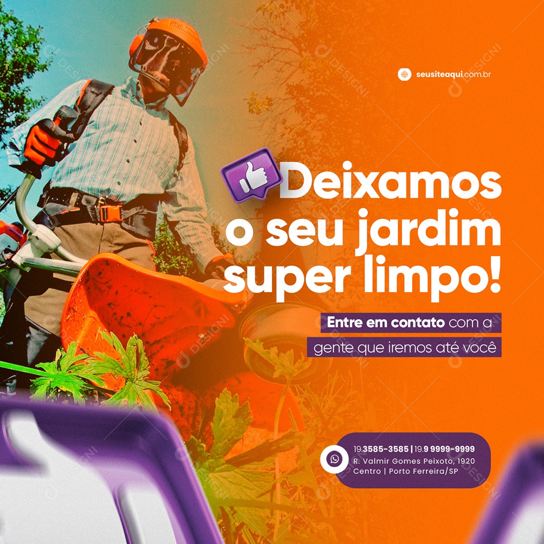 Deixamos o Seu Jardim Super Limpo Serviços Gerais Social Media PSD Editável