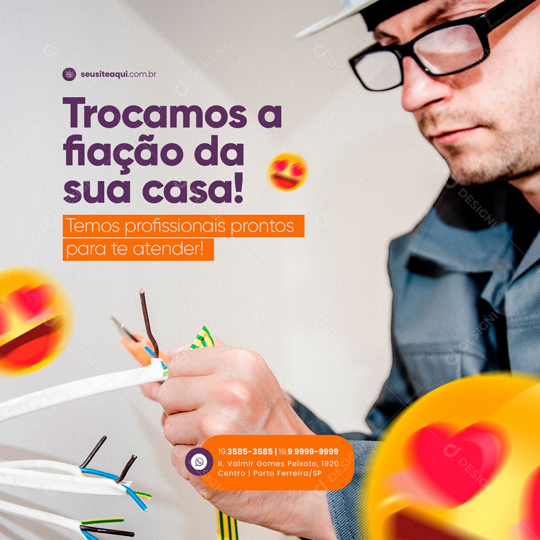 Trocamos a Fiação da Sua Casa Serviços Gerais Social Media PSD Editável
