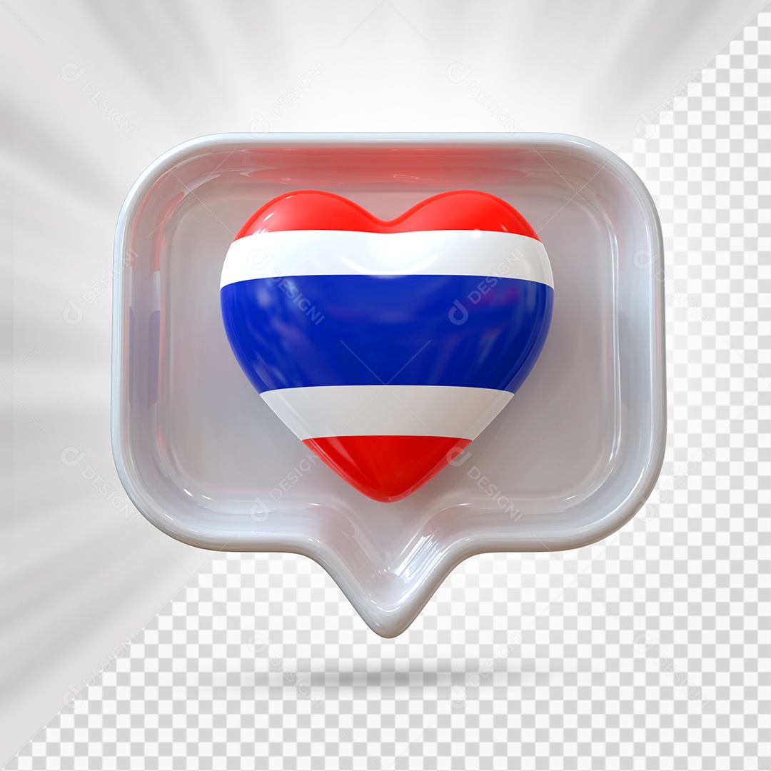 Ícone de Coração da Tailândia Elemento 3D Cinza para Composição PSD