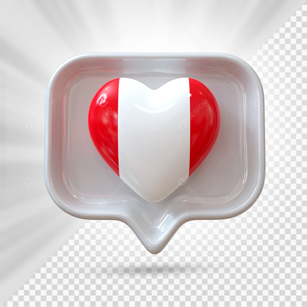 Ícone de Coração do Peru Elemento 3D Cinza para Composição PSD