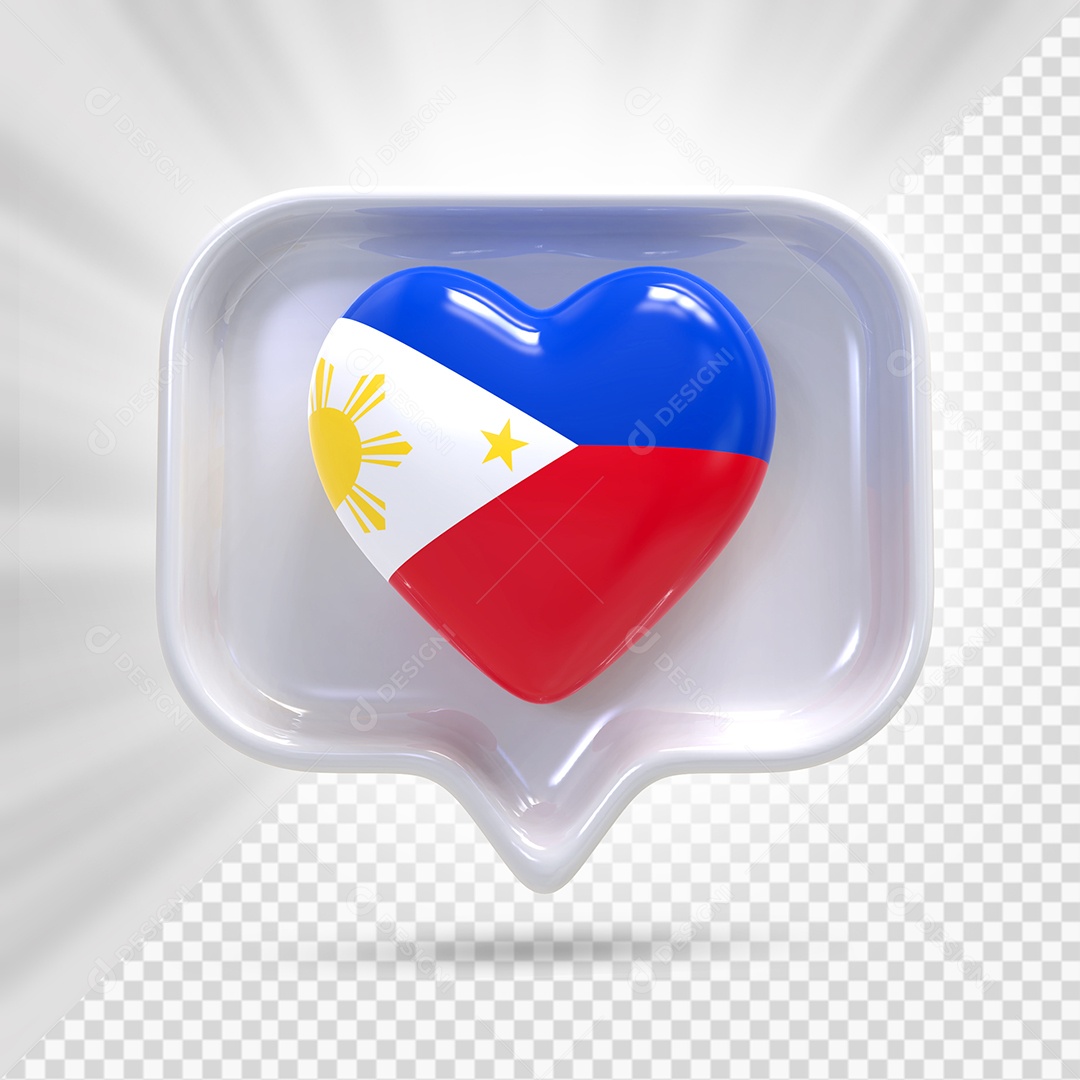 Ícone de Coração de Filipinas Elemento 3D Cinza para Composição PSD