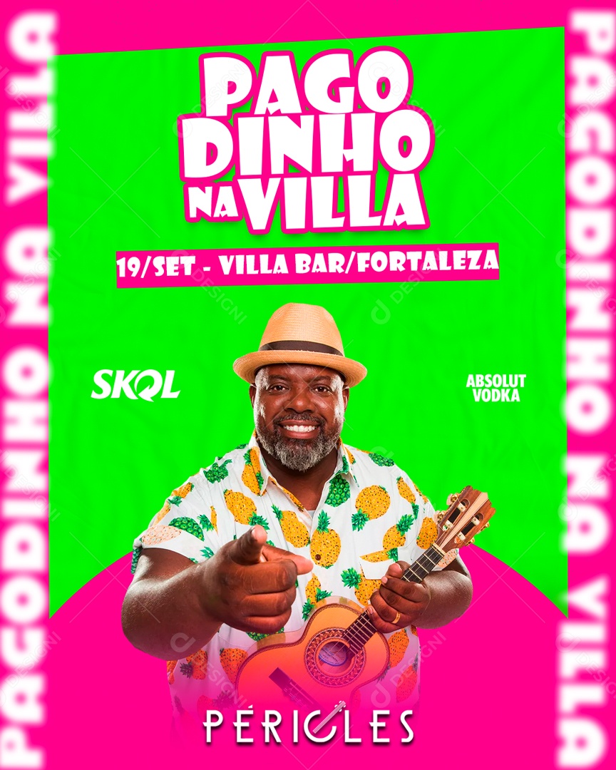 Flyer Pagodinho na Villa Péricles Social Media PSD Editável