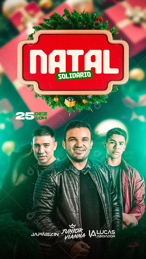 Flyer Natal Solidário Cantores Sertanejos Story Social Media PSD Editável