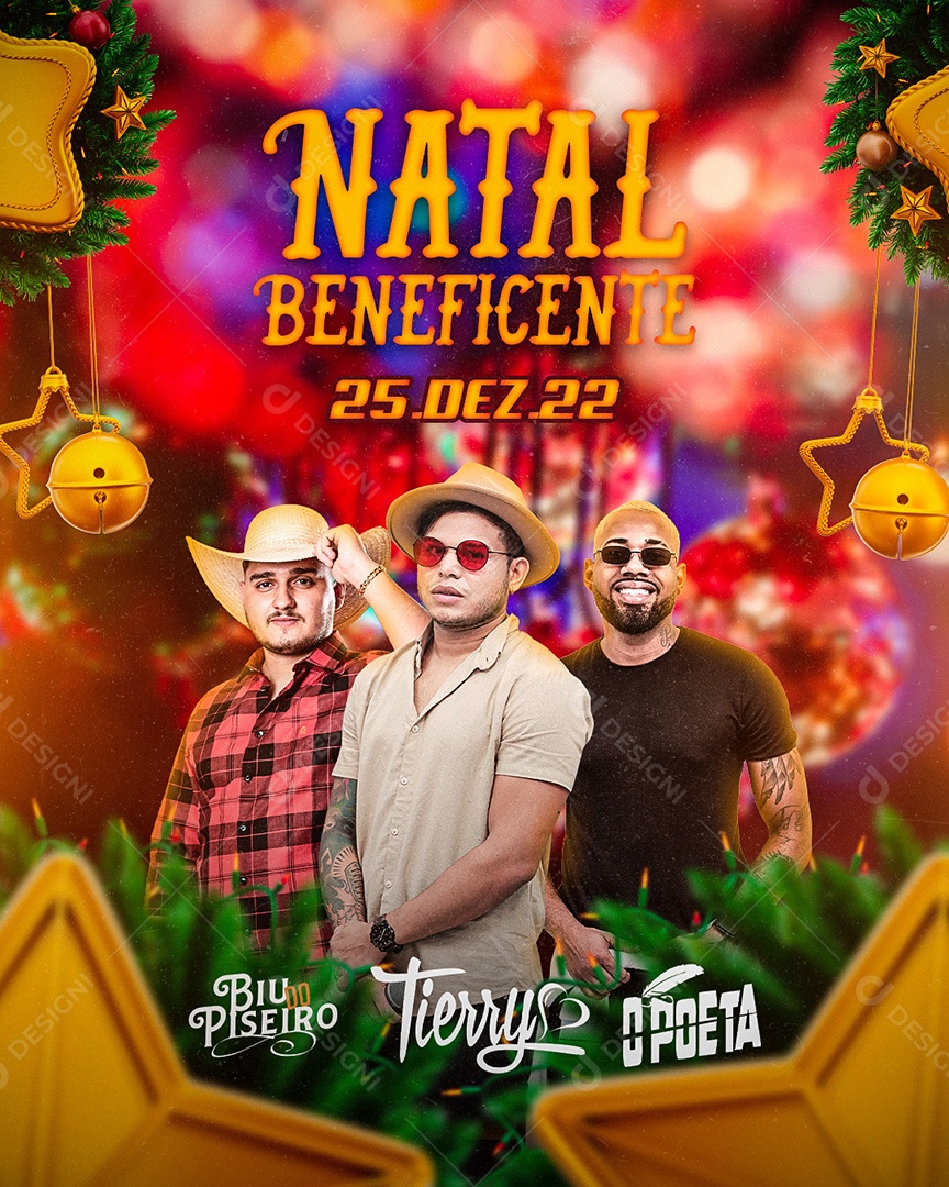 Flyer Show Natal Beneficente Biu do Piseiro Tierry O Poeta Social Media PSD Editável