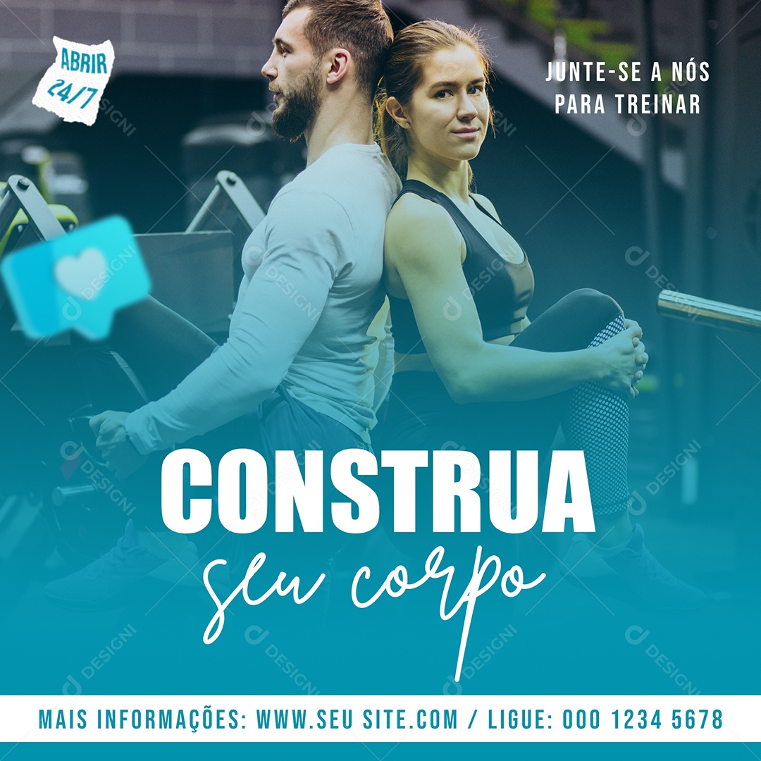 Construa Seu Corpo Academia Social Media PSD Editável