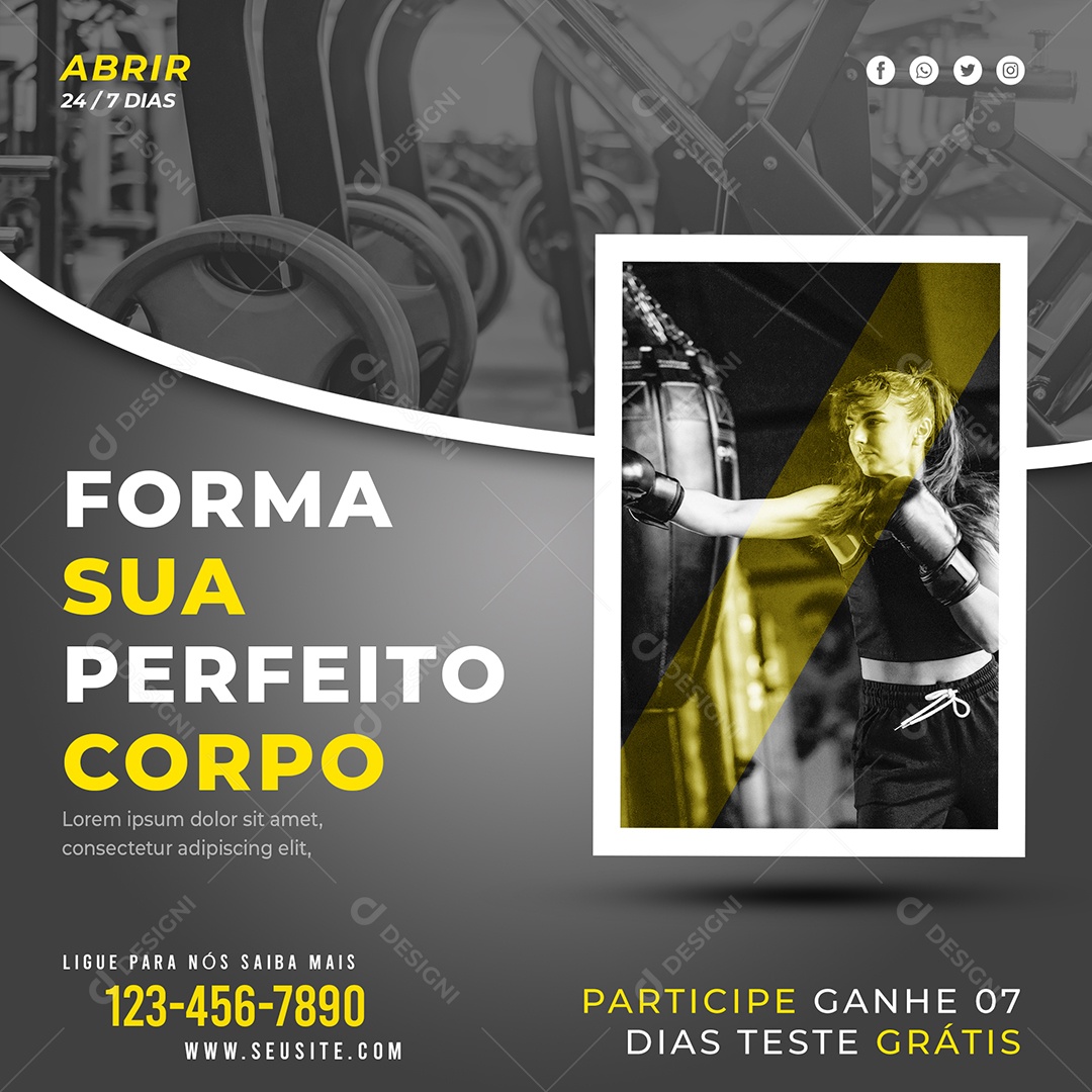 Forma Corpo Perfeito Academia Social Media PSD Editável