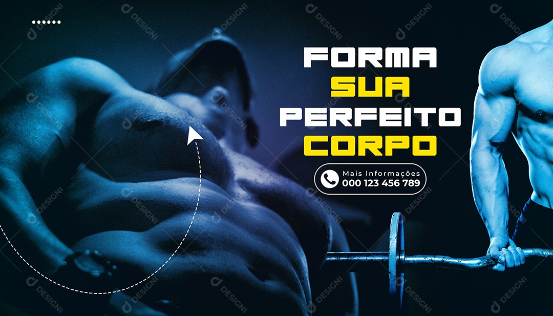 Banner Forma Corpo Perfeito Academia Social Media PSD Editável