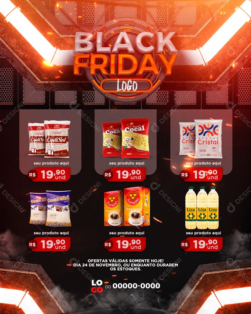 Encarte Supermercado Black Friday Social Media PSD Editável
