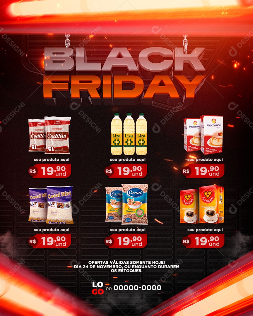 Encarte Supermercado Black Friday Social Media PSD Editável