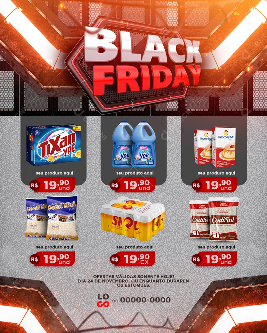 Encarte Supermercado Black Friday Social Media PSD Editável