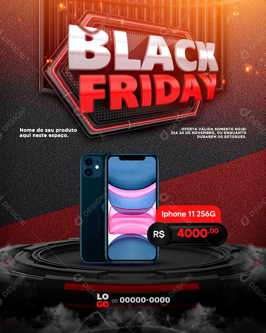 Black Friday as Melhores Ofertas Iphone Social Media PSD Editável