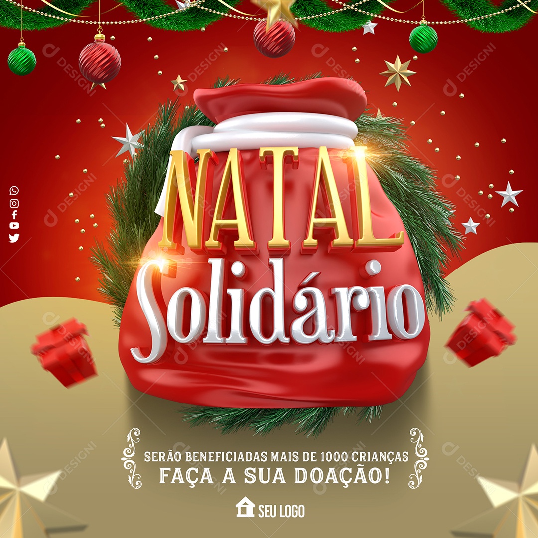 Natal Solidário Faça Sua Doação Social Media PSD Editável