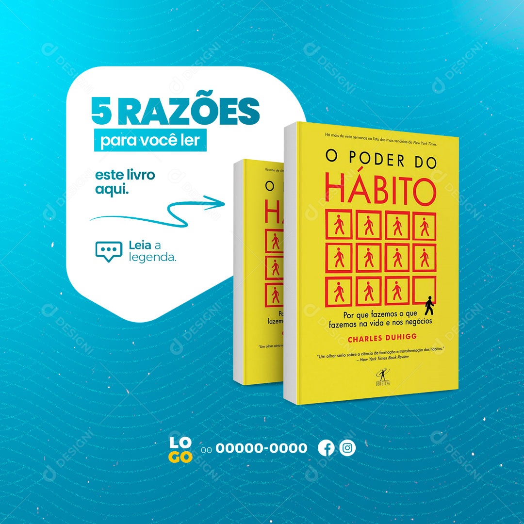 Social Media 5 Razões para Você Ler Este Livro Livraria PSD Editável