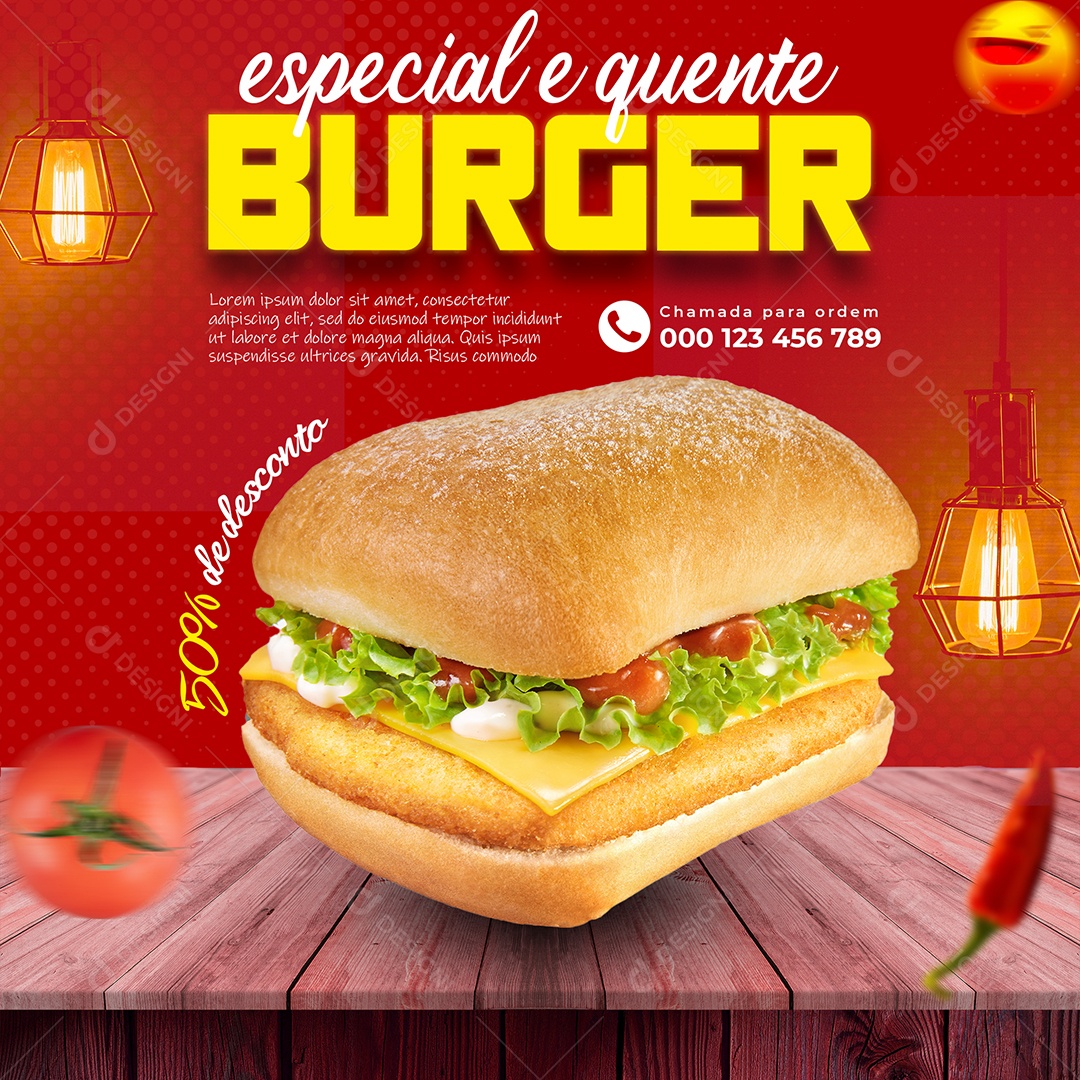 Especial e Quente Burger Social Media PSD Editável