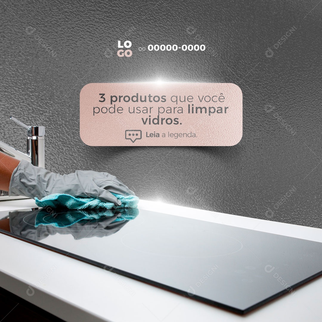 Social Media 3 Produtos que Você Pode Usar Para Limpar Vidros Vidraçaria Social Media PSD Editável