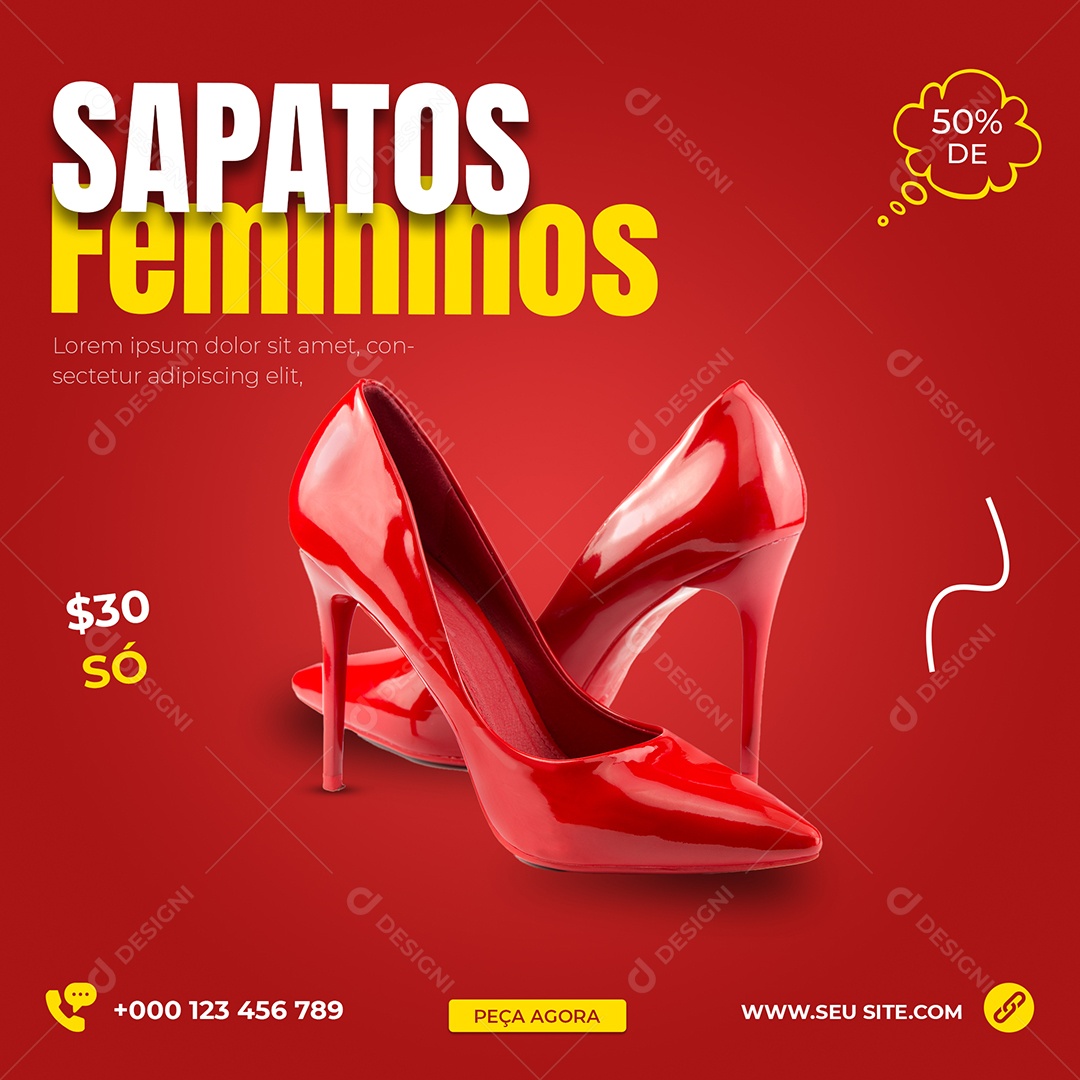 Sapatos Feminino 50% de Desconto Loja de Tênis Social Media PSD Editável