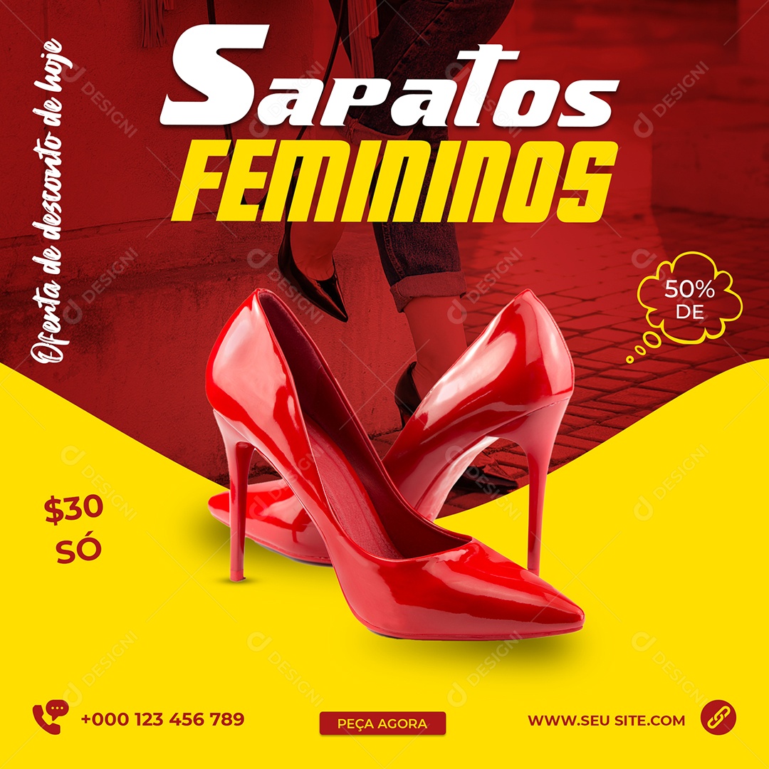 Sapatos Feminino 50% de Desconto Loja de Tênis Social Media PSD Editável