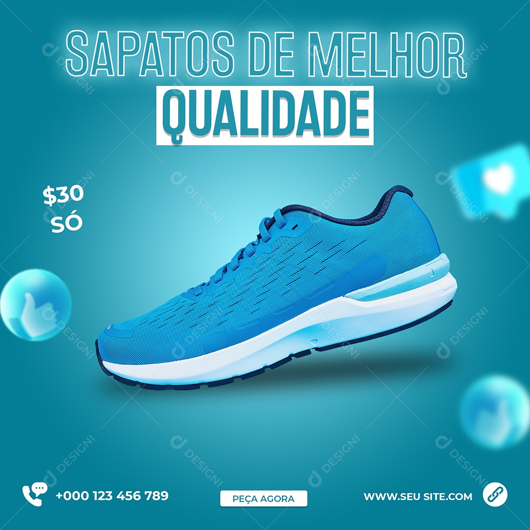 Sapatos de Melhor Qualidade Loja de Tênis Social Media PSD Editável