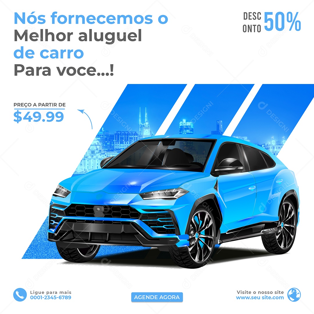 Nós Fornecemos o Melhor Aluguel de Carro Locadora Social Media PSD Editável