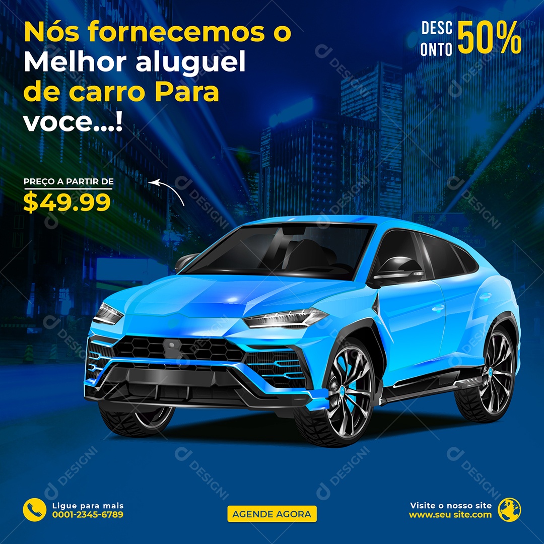 Nós Fornecemos o Melhor Aluguel de Carro Locadora Social Media PSD Editável