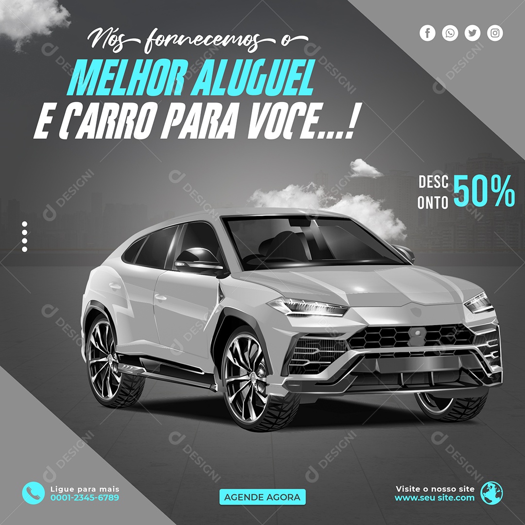 Nós Fornecemos o Melhor Aluguel de Carro Locadora Social Media PSD Editável
