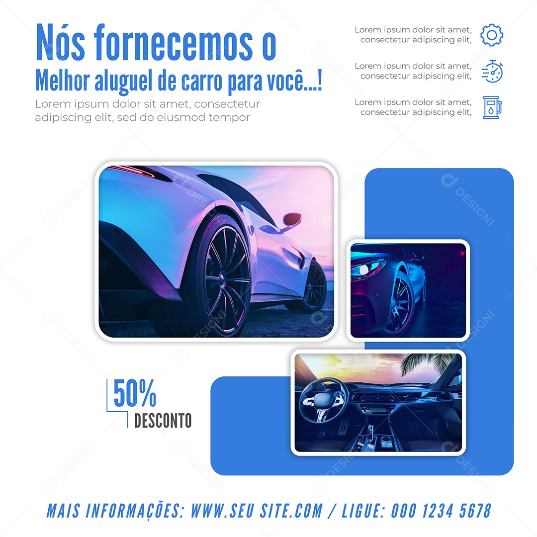 Nós Fornecemos o Melhor Aluguel de Carro Locadora Social Media PSD Editável