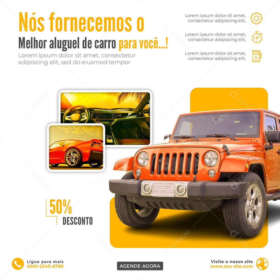 Nós Fornecemos o Melhor Aluguel de Carro Locadora Social Media PSD Editável