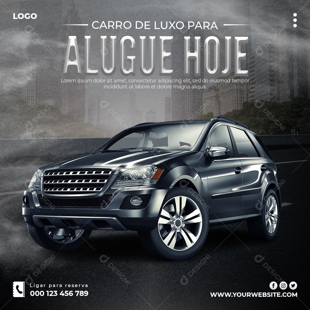 Carro de Luxo Alugue Hoje Locadoras Social Media PSD Editável