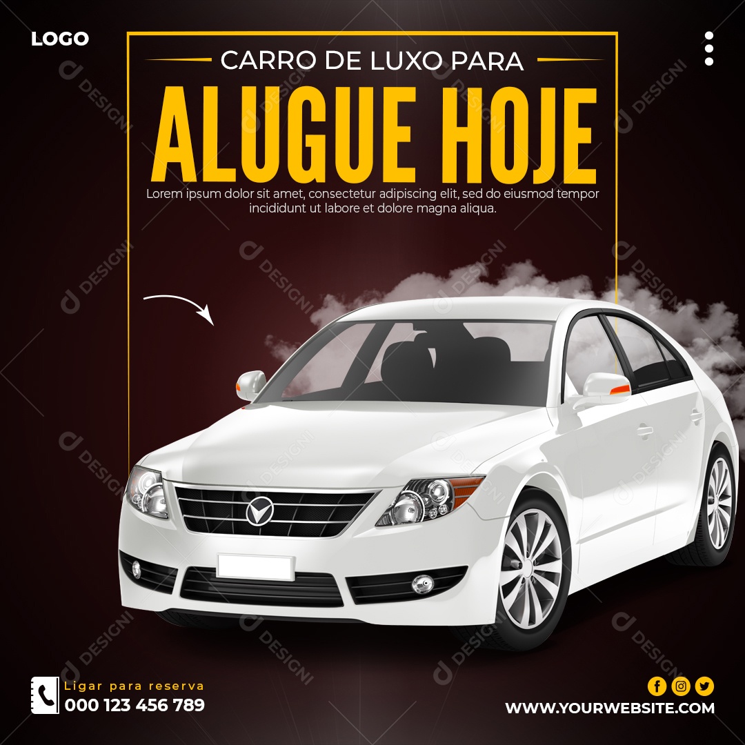 Carro de Luxo Alugue Hoje Locadoras Social Media PSD Editável