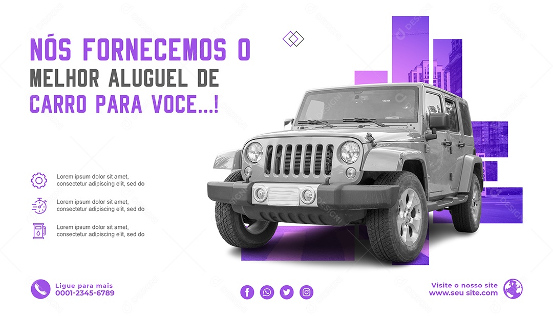 Banner Nós Fornecemos o Melhor Aluguel de Carro Locadora Social Media PSD Editável