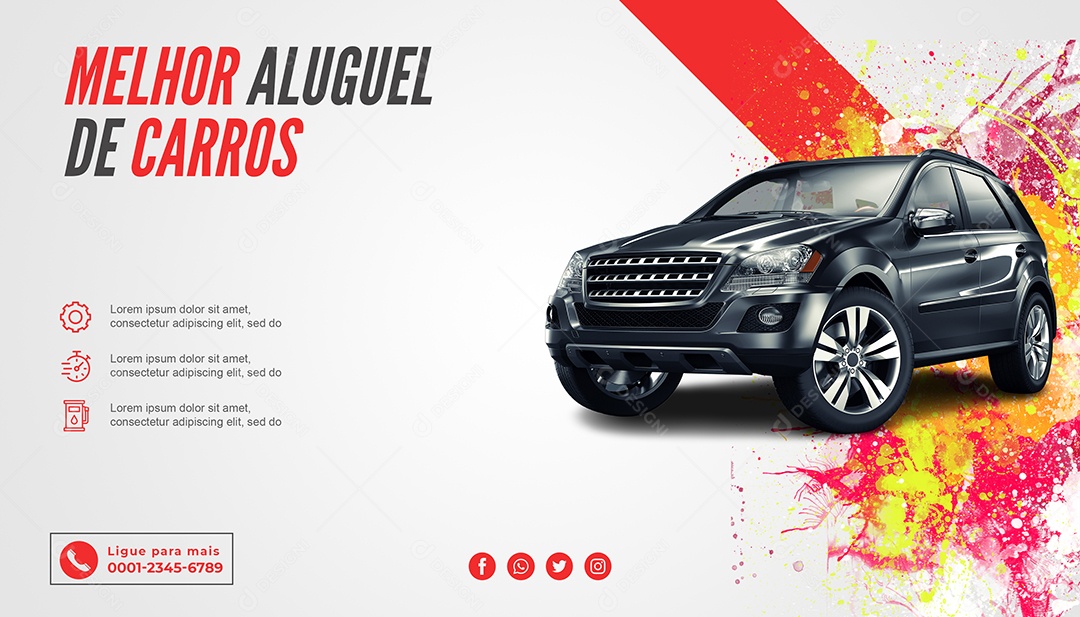 Banner Melhor Aluguel de Carros Locadora Social Media PSD Editável