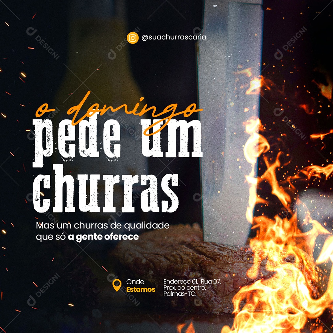 O Domingo Pede um Churras Churrascaria Social Media PSD Editável