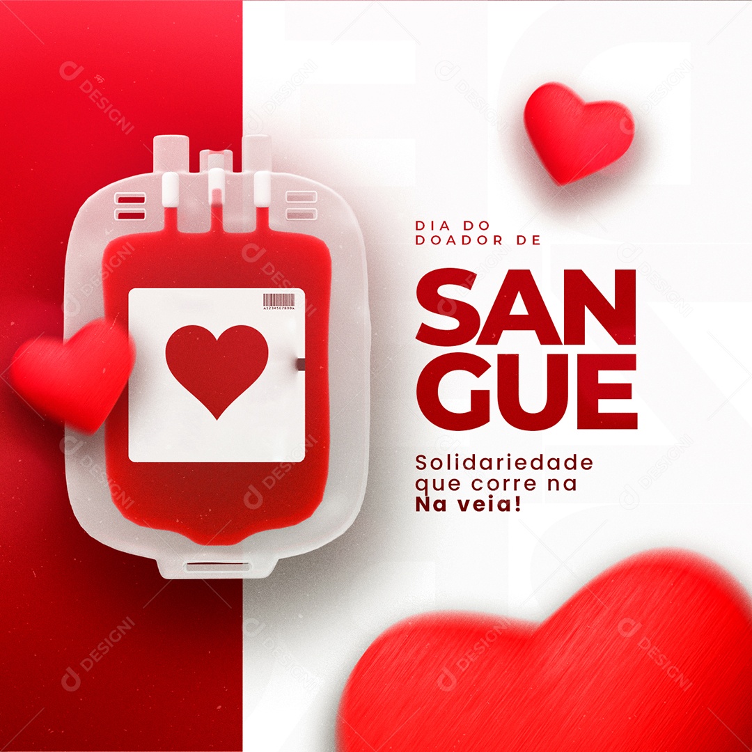 Solidariedade que Corre na Veia Dia Do Doador De Sangue Social Media PSD Editável