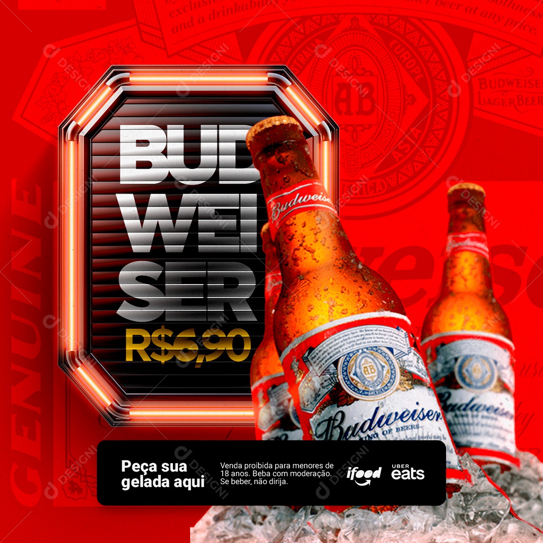 Budweiser 6,90 Cervejaria Social Media PSD Editável